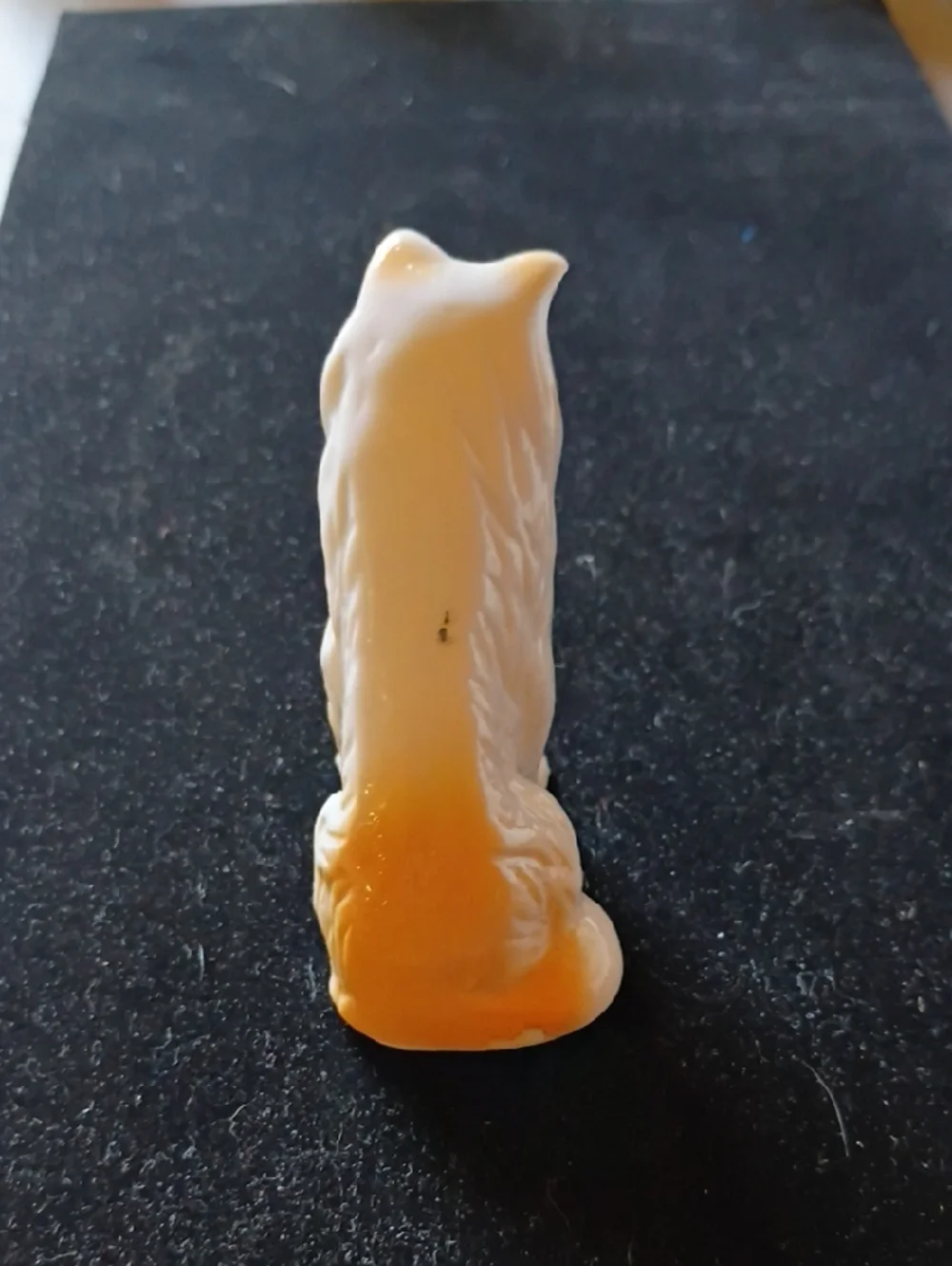 White Ceramic Wolf/Dog  Figurine with Tan Accents